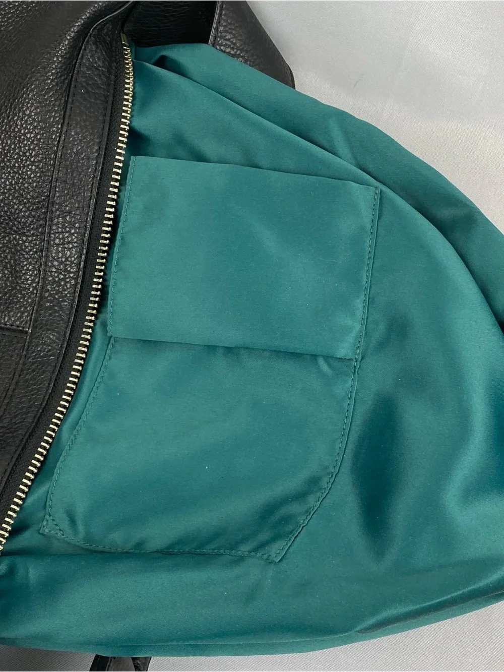 Coach Avery Leather Small Hobo Slouchy Bag Black with Teal/Green Lining F23960